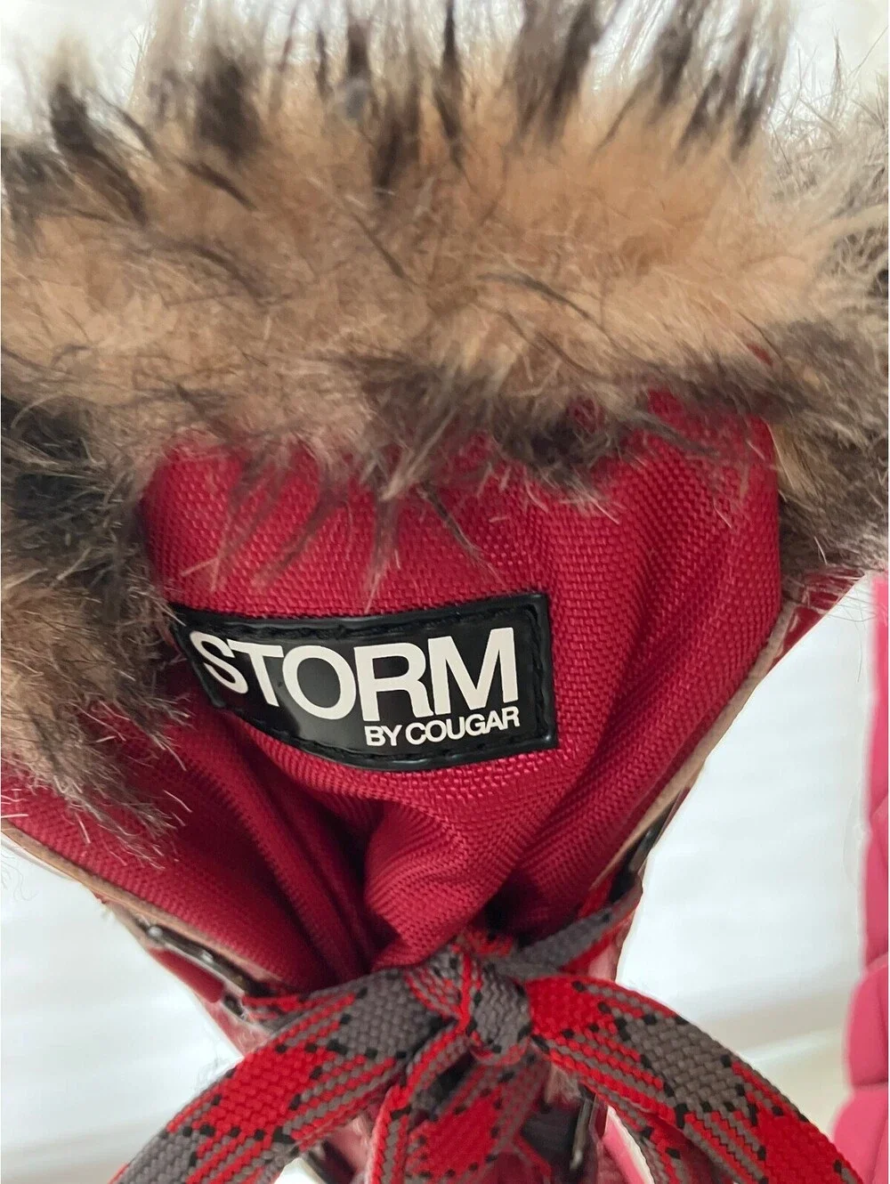 Storm by Cougar Winter Boots Womens 9 Red Duck Boot Faux Fur Waterproof